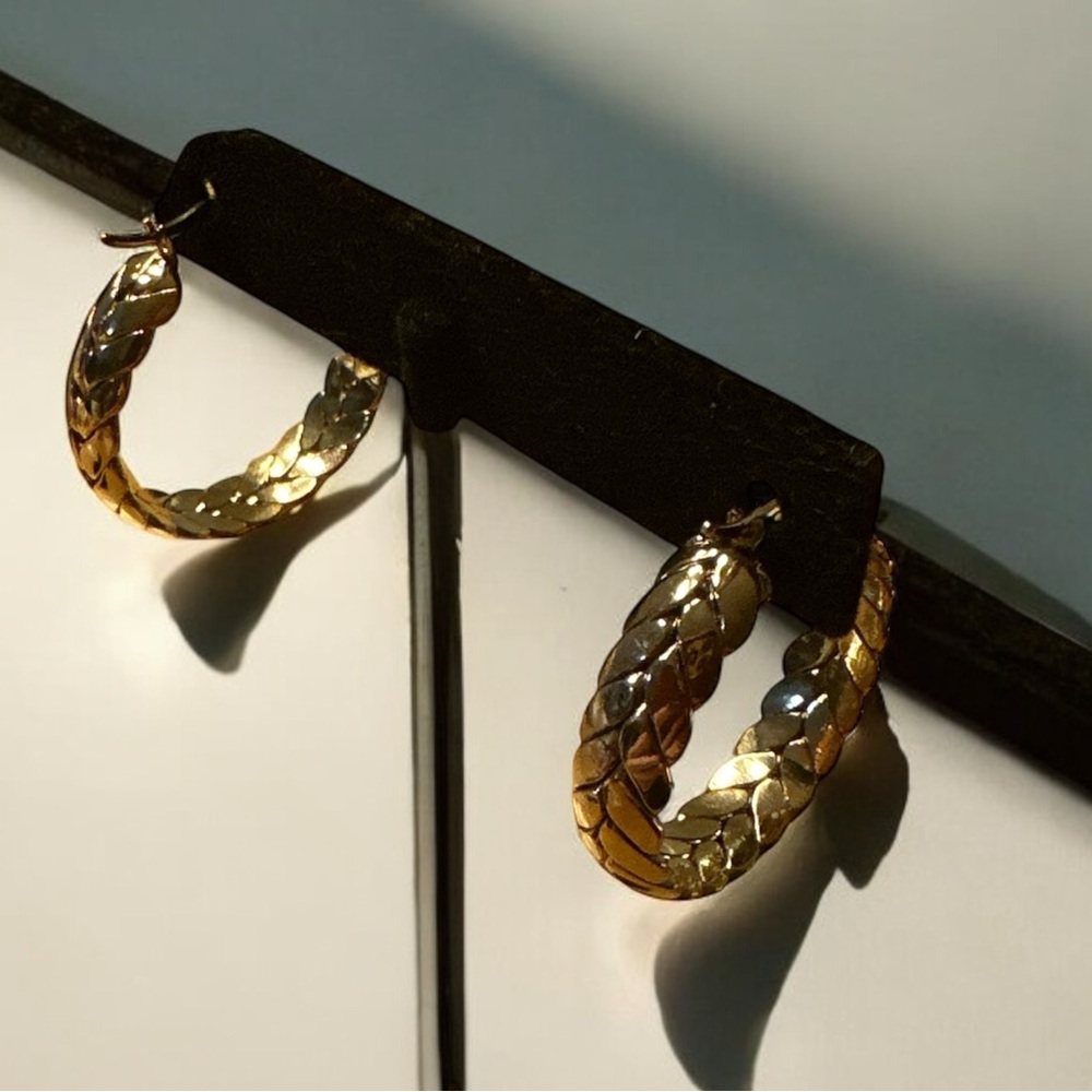 14K Gold Plated Braided Hoop Earrings